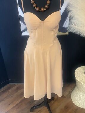 Spegetti Strap Nude Fit-and-Flare Bustier Dress
